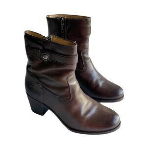 Frye Malorie Button Short Leather Boots Size 7.5 Equestrian Heeled Booties Fall